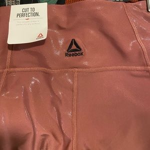 NWT XS Pink Shiny Reebok Leggings - LUX METALLIC